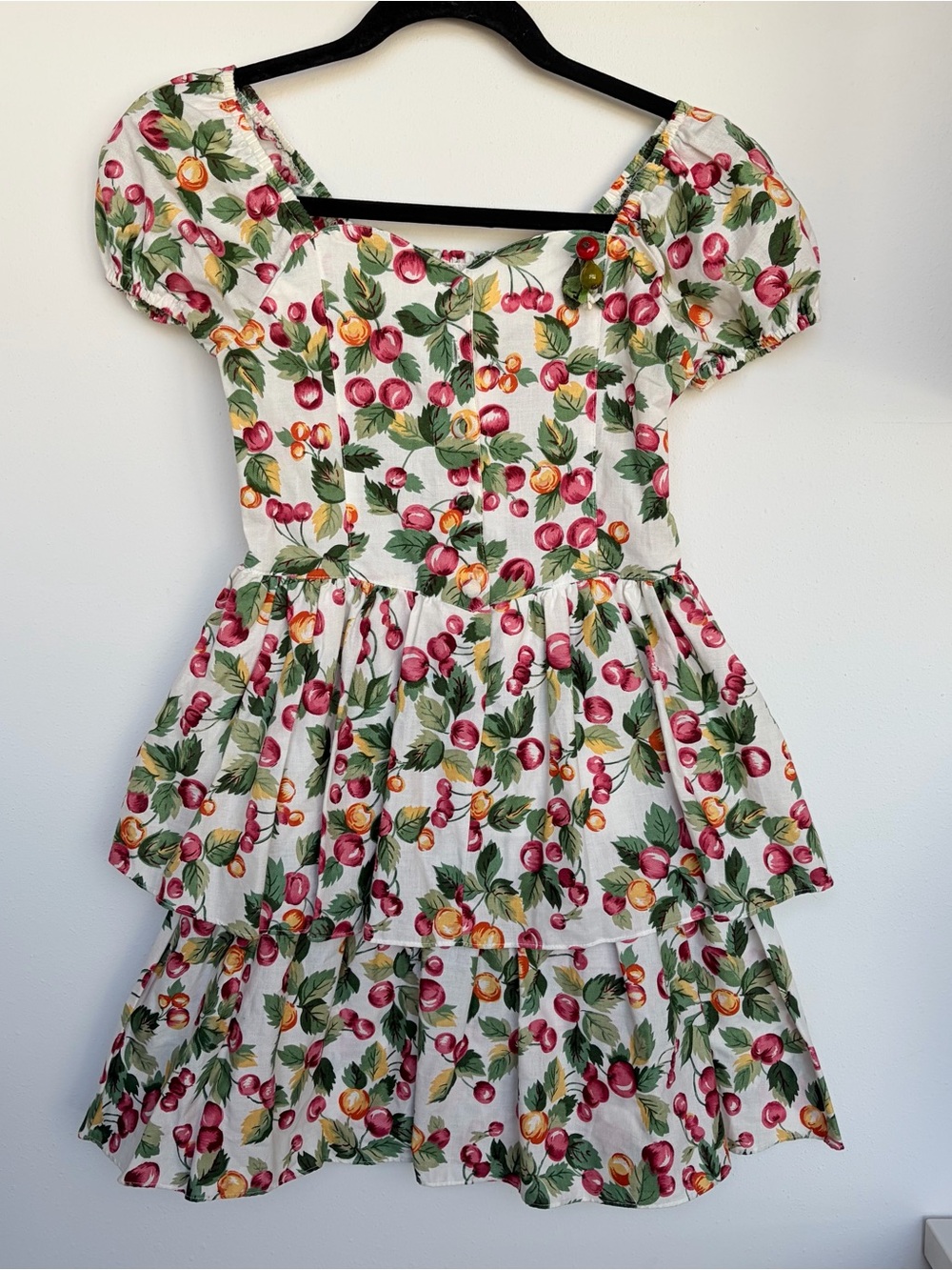 Vintage Plum Pudding girls dress size 8 Cherries Ruffles Cotton Made In USA New